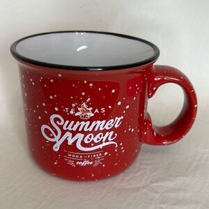 Texas Summer Moon Wood Fired Coffee Cup 16 Oz Ceramic Red White Black 4 In Round